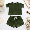 thumbnail image 2 of NIEWTR Toddler Summer Set 2-Piece Short Sleeve Crewneck Top & Pull-on Shorts Breathable Pajamas for Boy Girl 2T 3T 4T 5T Loungewear(A-AG,2-3 Years), 2 of 5