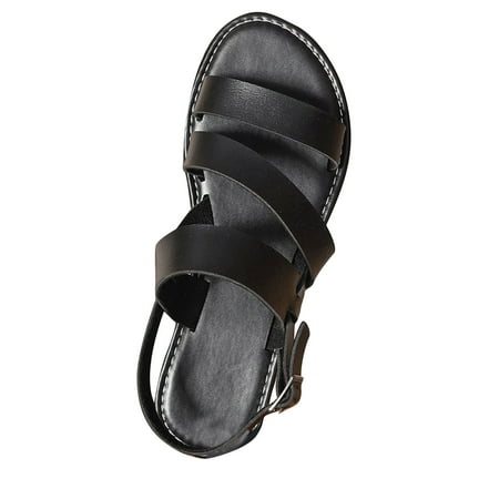 

Women s Summer Flats Sandals Clearance Ladies Black Beach Holiday Retro Roman Sandal Low Heel Casual Open Toe Sliders Beach Pool Shoes