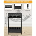 thumbnail image 6 of Billiards Pool Stick Holder - Pool Cue Rack Floor Stand & Ping Pong Paddle Holder Hardwood Pool Cue Holder for 12 Cues Sticks Pool Table Accessories Organizer (Black), 6 of 6