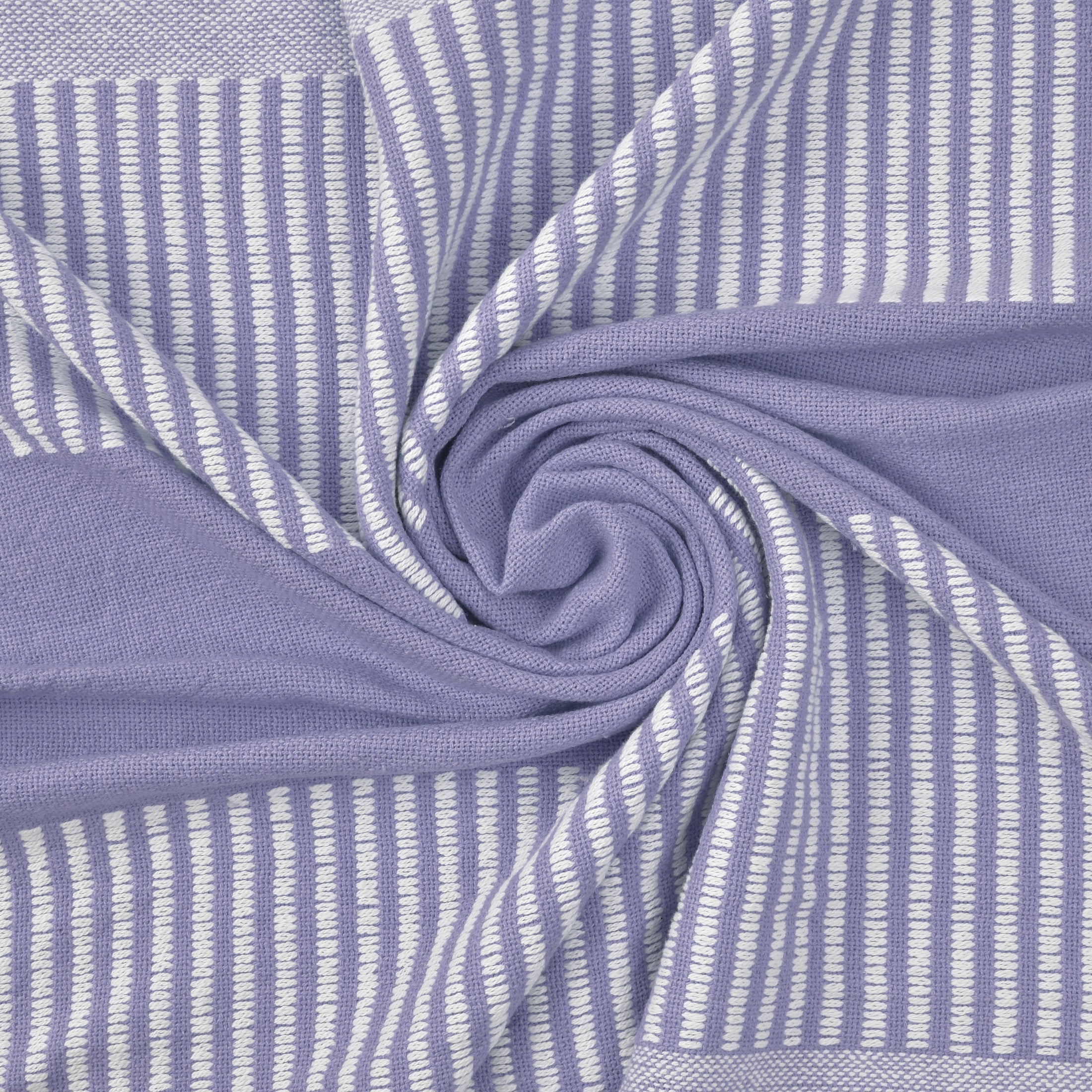 Ox Bay Rory Purple/White Striped Lightweight Cotton with Tassels Throw Blanket, 50" x 60"