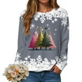 thumbnail image 6 of TTUHYWXI Christmas Sweatshirts for Women 2025 Xmas Tree Graphic Fall Wimter Clothes Crewneck Pullover Long Raglan Sleeve Top (Grey, L), 6 of 9