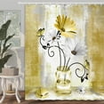 thumbnail image 2 of Rustic Farmhouse Floral Shower Curtain, Country Farm Yellow Daisy Flowers Butterfly Abstract Shower Curtain Set, Yellow Shower Curtains Farmhouse Bathroom Accessories with 12PCS Hooks,36X70IN, 2 of 5