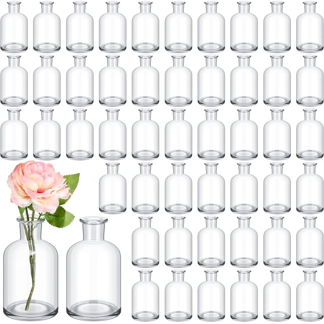 Set de 54 floreros Lallisa de vidrio mini de 8 cm y 60 ml transparentes al por mayor