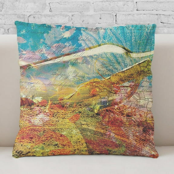 NEW!! Bottle Map Throw Pillow. No Zipper. Prefilled. Made in the USA.