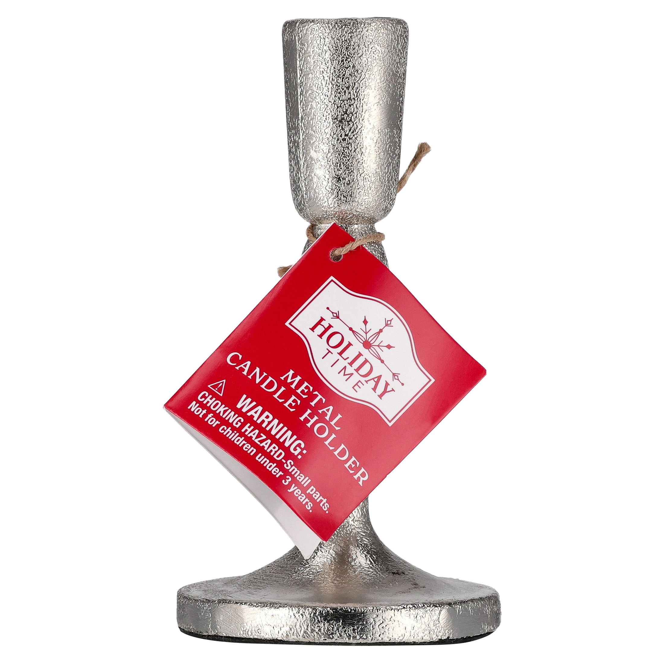 Silver Metal Christmas Taper Candle Holder, 5.8", by Holiday Time