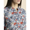 thumbnail image 5 of Moomaya Printed Mandarin Collar Rayon Tops For Women, Elbow Sleeve Casual Tunic Top, 5 of 9