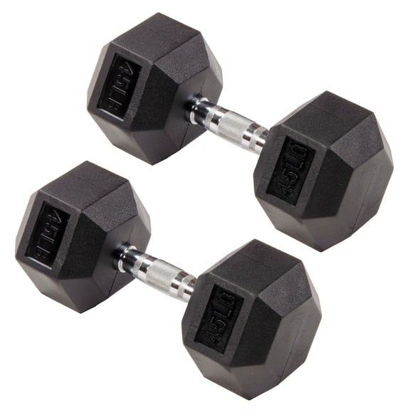 Open Box Signature Hex Dumbbells Strength Training Workout Equipment Set, 45lbs