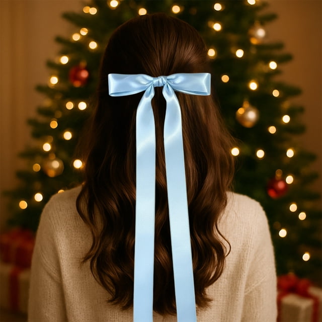 Ribbon Hair Clip Bow Hair Decor, Large Bow Hair Clip, Extra Long Hair Decor, Girly Style Headdress, for Bedroom, Metal Frame, for Office