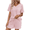 Pink, variant on EKOUAER Womens Pajama Sets Short Sleeve Knit Lounge Set 2 Piece Pj Sets for Women V Neck Casual Loungewear