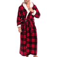 thumbnail image 1 of GFDYREE Men's Warm Fleece Robe with Hood, Plaid Big and Tall Bathrobe, 1 of 7