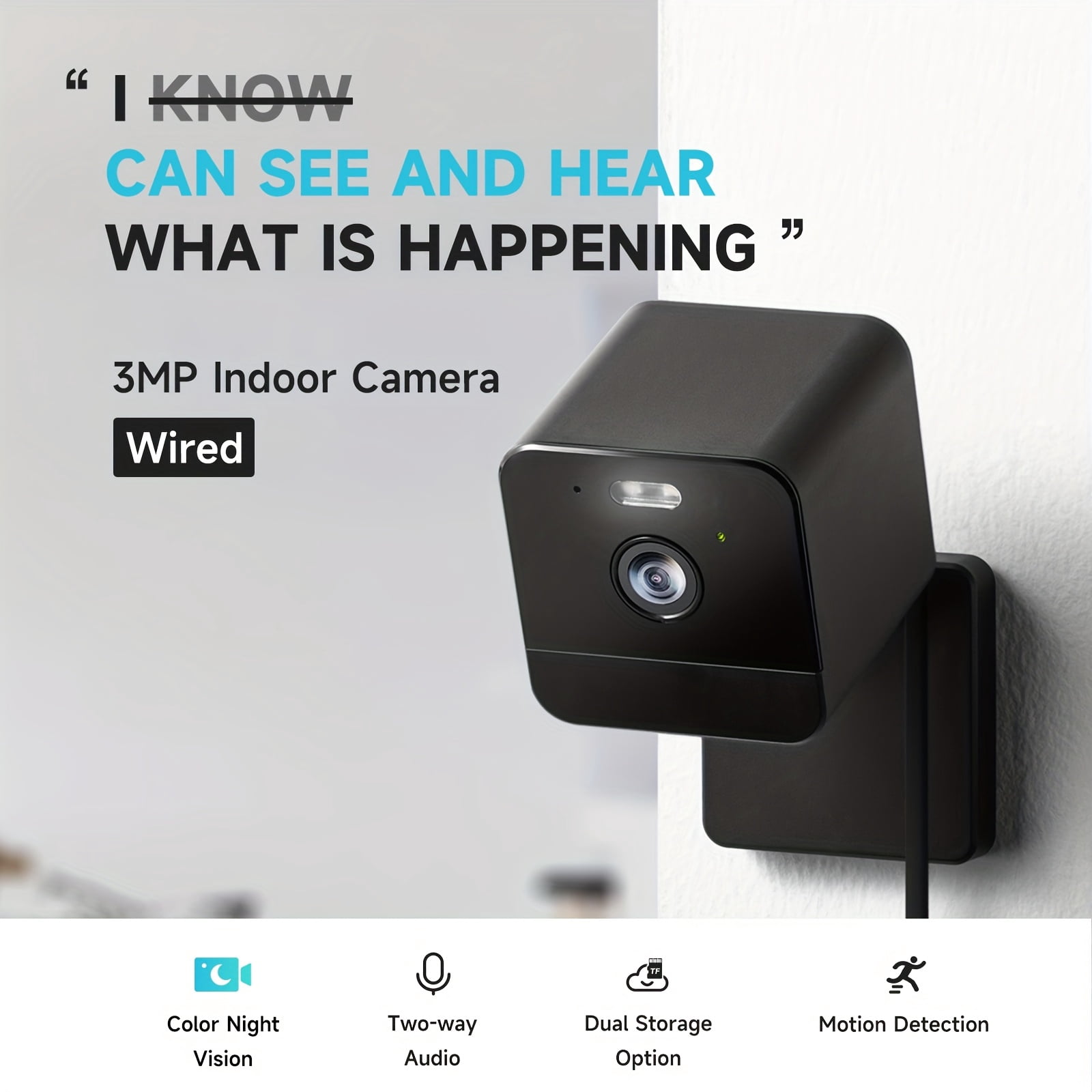 2.4G/5G WiFi Security Camera, Indoor Home/Baby/Pet Monitor, Full Color Night Vision, Motion Detection, 2-Way Audio & Siren, Cloud/SD Card, Smartphone App, USB Powered