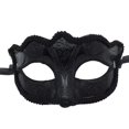 thumbnail image 1 of Máscara para cosplay, diseño de zorro con media cara, encaje negro, 1 of 1