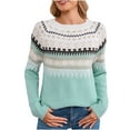thumbnail image 2 of Ailaofu Women's Fair Isle Sweater Casual Crewneck Long Sleeve Lightweight Vintage Knit Jumper Tops, 2 of 6