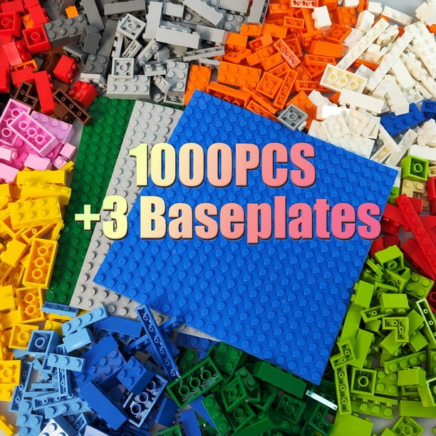 Bloques de construcción HUIZDQ 1000 piezas con 3 placas base de 16 x 16 cm