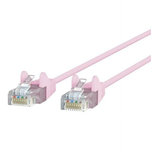 Cat6 Slim 28AWG UTP Snagless Ethernet Patch Cable, Pink - 1 ft.