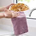 thumbnail image 2 of Dish Clothes, Microfiber Cleaning Kitchen Towel，Super Absorbent Coral Velvet Dishtowels, Nonstick Oil Washable Fast Drying(Color Random), 2 of 5