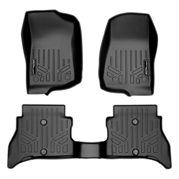 SMARTLINER All Weather Custom Fit 2 Row Floor Mat Liner Set Compatible With 2021-2023 Jeep Wrangler 4xe