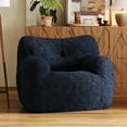 thumbnail image 4 of Bean Bag Chair, Adult Bean Bag Chair for Living Room, Big Beanbag Chair, Comfy Stuffed Beanbag Chair for Adults with Filling (Teddy Fabric in Dark Blue), 4 of 18