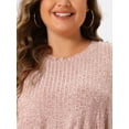 thumbnail image 5 of DARING DIVA Women's Plus Crew Neck Flowy Swing Loose Tunic Tops 1X Pink, 5 of 6