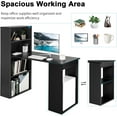 thumbnail image 6 of HYJY Black Computer Desk w/Bookshelf, Modern Home Office Desk w/Storage Shelves & CPU Stand, Space-Saving Design, Compact Corner Computer Workstation for Small Spaces, 6 of 17