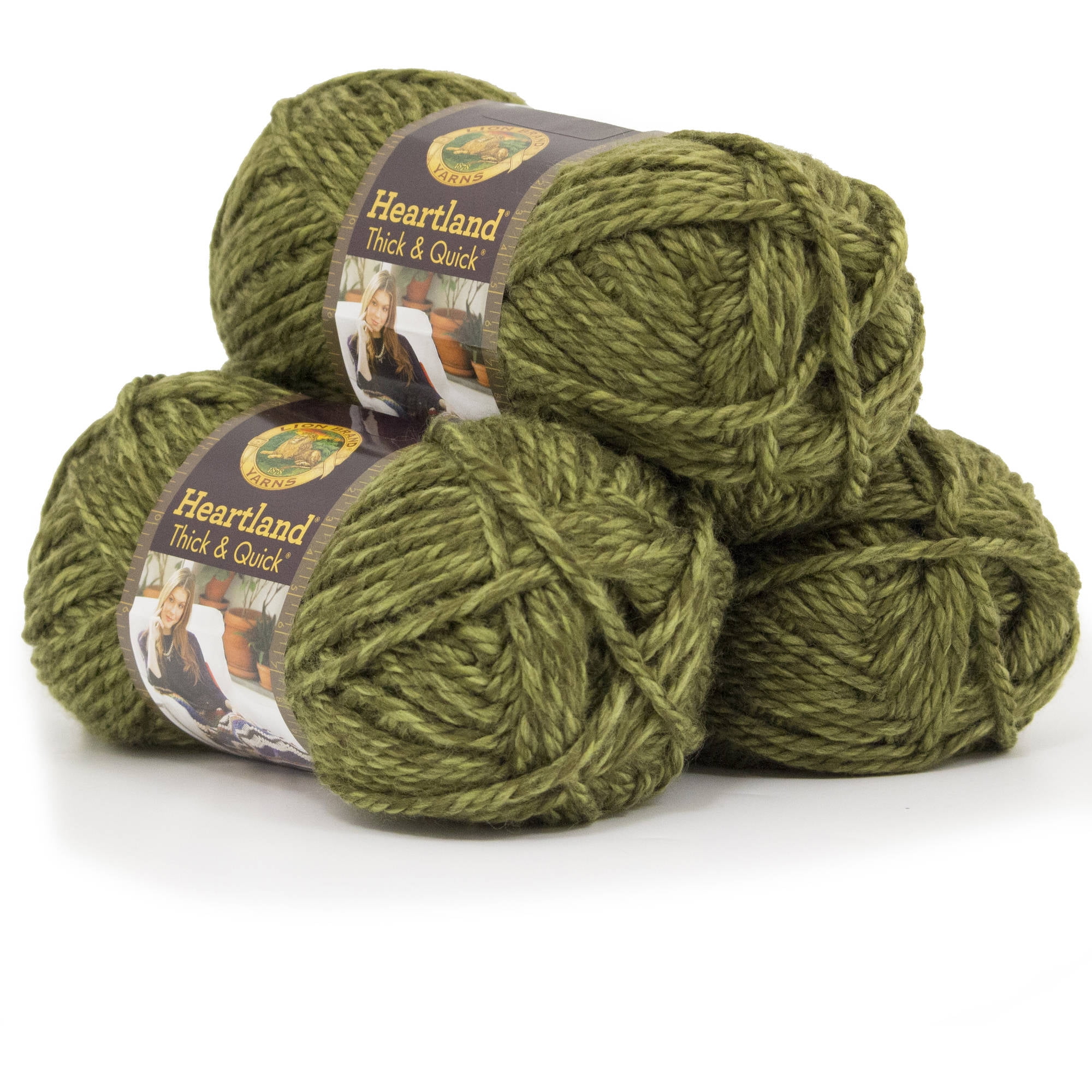 Lion Brand Yarn Heartland Thick and Quick Joshua Tree Basic Super Bulky Acrylic Green Yarn 3