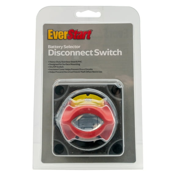 EverStart Automotive PVC Battery Selector Disconnect Switch for Dual Battery with On/Off Switch