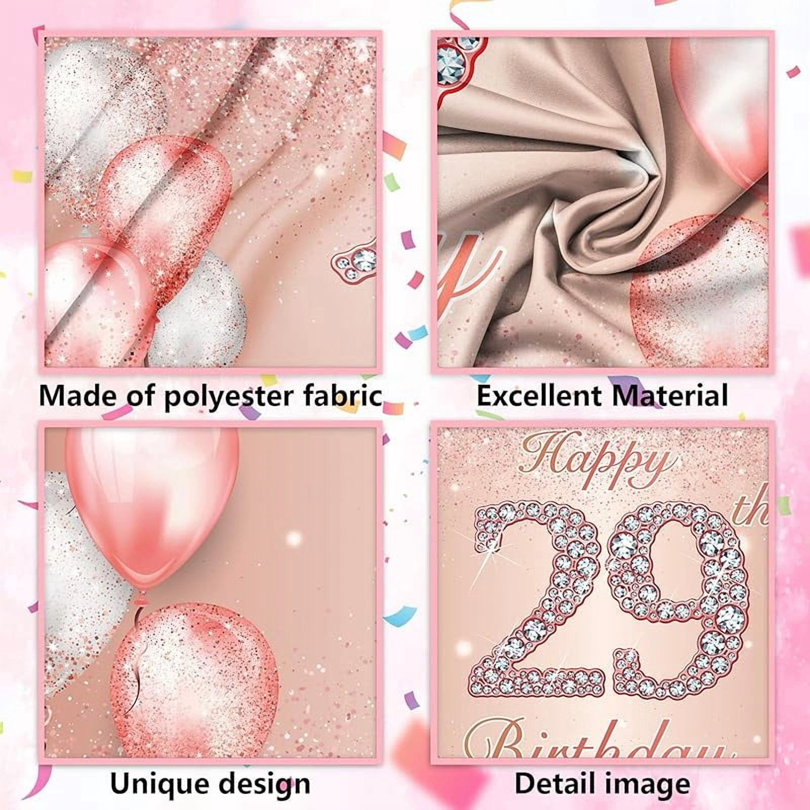 Happy 29th Birthday Hintergrund-Banner – 150x90 Cm, Vinyl, Rosegold Mit Glitzer, Für Fotohintergrund & Deko