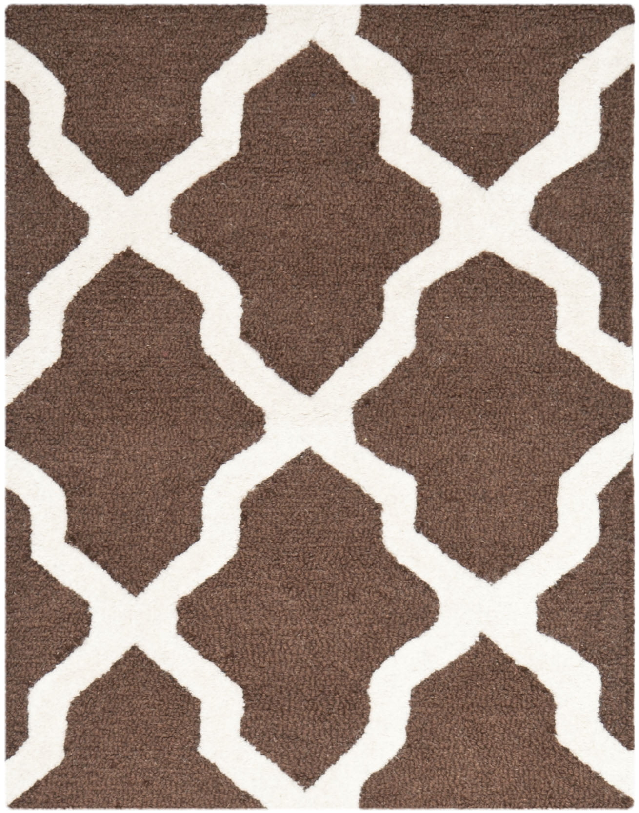 SAFAVIEH Cambridge Liam Geometric Wool Area Rug, Dark Brown/Ivory, 2' x 3'