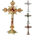 thumbnail image 1 of SPRING PARK Antique Gold Cross INRI Catholic Altar Standing Religious Crucifix Base, 1 of 7