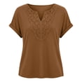 thumbnail image 4 of Turilly Women's Bohemian Lace Front Tops Short Sleeve V-Neck Casual Loose Fit Summer Tee for Women, 4 of 5