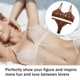 thumbnail image 3 of Encaje sexy conjunto de ropa interior sujetador ropa interior regalo para mujer, color café, M 2 piezas Speravity XX000054-31, 3 of 7