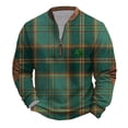 thumbnail image 1 of Penkiiy Mens St. Patrick's Day Irish Print 1/4 Zipper Collar Sweatshirt L Multicolor, 1 of 3