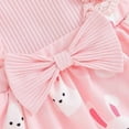thumbnail image 4 of mgoYE Baby Girl Easter Outfit Ruffles Sleeve Floral Bunny Carrot Printed Romper Dress with Headband Summer Clothes(Red,0-3 Months), 4 of 7