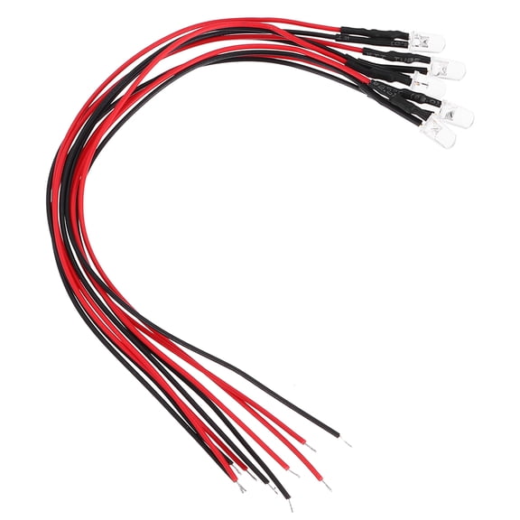 Uxcell 5Pcs 5mm Pre Wired LED, DC9-12V Clear Lens, Light Emitting Diodes, Green