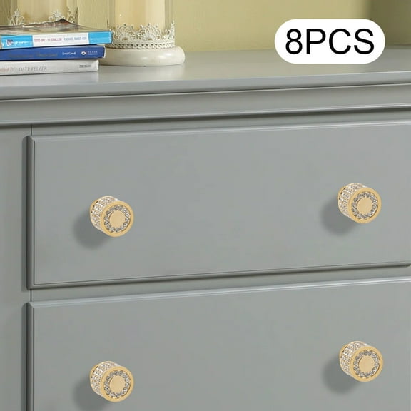 Miumaeov Crystal Brass Door Knobs Clear Diamond Cupboard Drawers Furniture Handle Cabinet