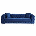 thumbnail image 3 of Morden Fort  Modern Velvet Sofa Contemporary Three-Seater Sofa with Button Tufted,Solid Wood Frame and Iron Legs Blue, 3 of 5