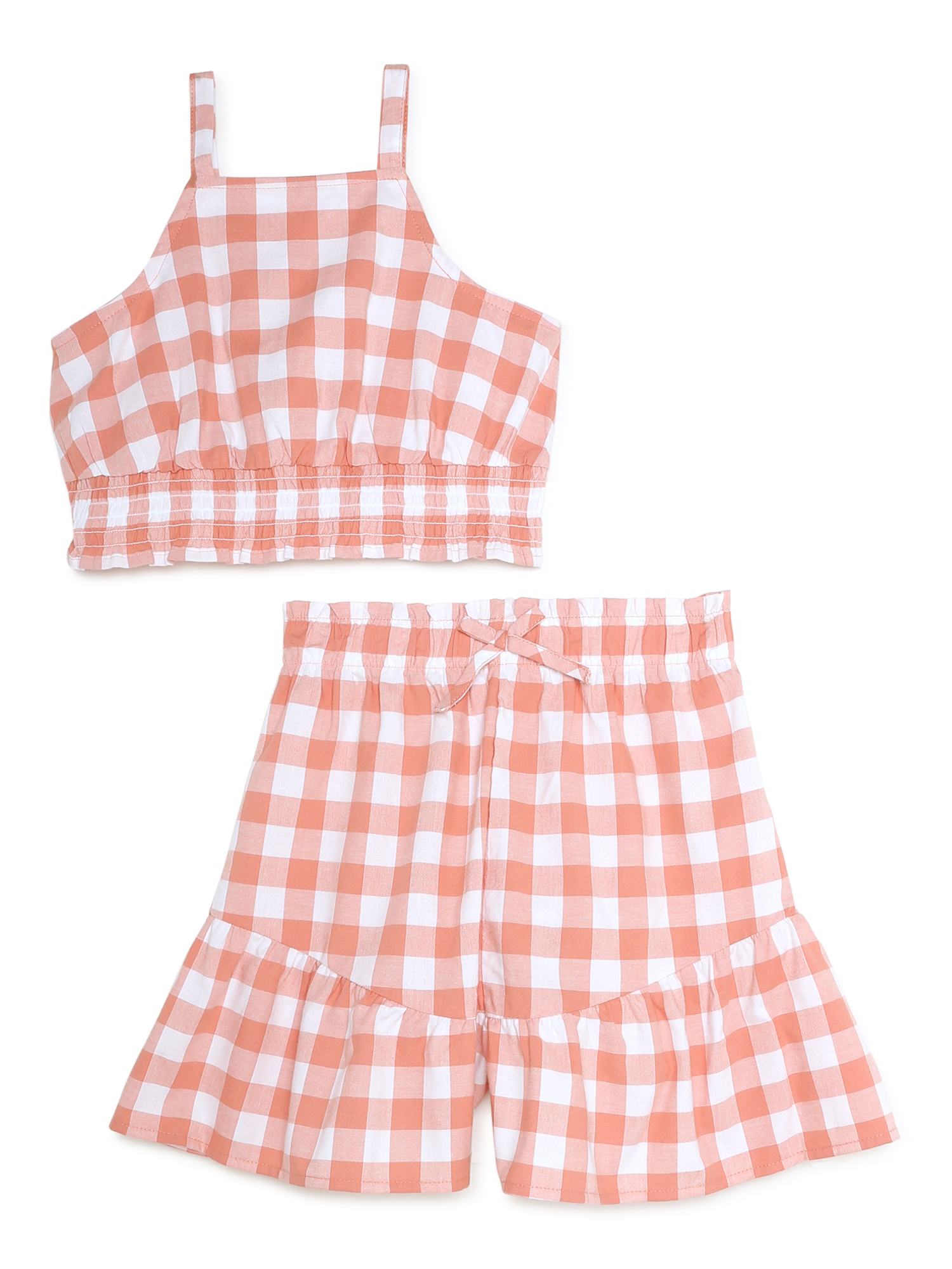 Wonder Nation Girls Gingham Tank Top and Shorts, 2-Piece Casual Outfit Set, Sizes 4-18 & Plus - image 2 of 6