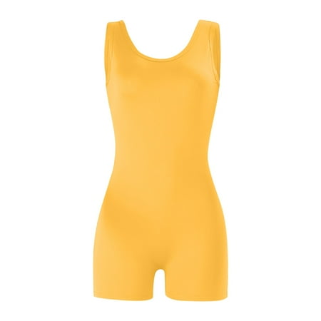Chuancc Butt Lifting Panties Body Shaper Womens Summer Backless Sleeveless Sport Short Pant Strap Jumpsuit Rompers Tummy Control Thongs For Women Yellow L Clearance