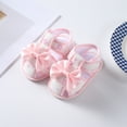 thumbnail image 4 of Baby Kid Girl Floral Print Big Bow Cutout Soft Sole Summer Shoes, 4 of 5