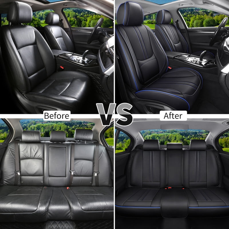 Car Seat Covers Full Set For Hyundai Elantra 2002-2024 2025, Breathable Waterproof Nappa Leather Auto Seat Protectors with Lumbar Support, Luxury Automotive Interior Accessories