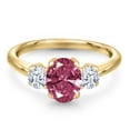 thumbnail image 3 of Gem Stone King 1.71 Ct Oval Red Zirconia 18K Yellow Gold Plated Silver Ring, 3 of 6