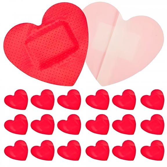 QARUN Heart Shaped Bandages 25Pcs Adhesive Wound Patches Red Heart Seal Breathable Woundplasts Wound Protectors for First Aid Wound Care