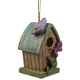 thumbnail image 3 of Northlight 10" Brown and Green Hanging Birdhouse with Butterflies Outdoor Garden Decor, 3 of 5