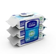 Nice N Clean Plant-Based Flushable Wet Wipes, 3 Flip-Top Packs (180 Total Wipes)
