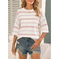 thumbnail image 4 of Suéter Dokotoo oversize de manga 3/4 a rayas rosa talla XXL, 4 of 6