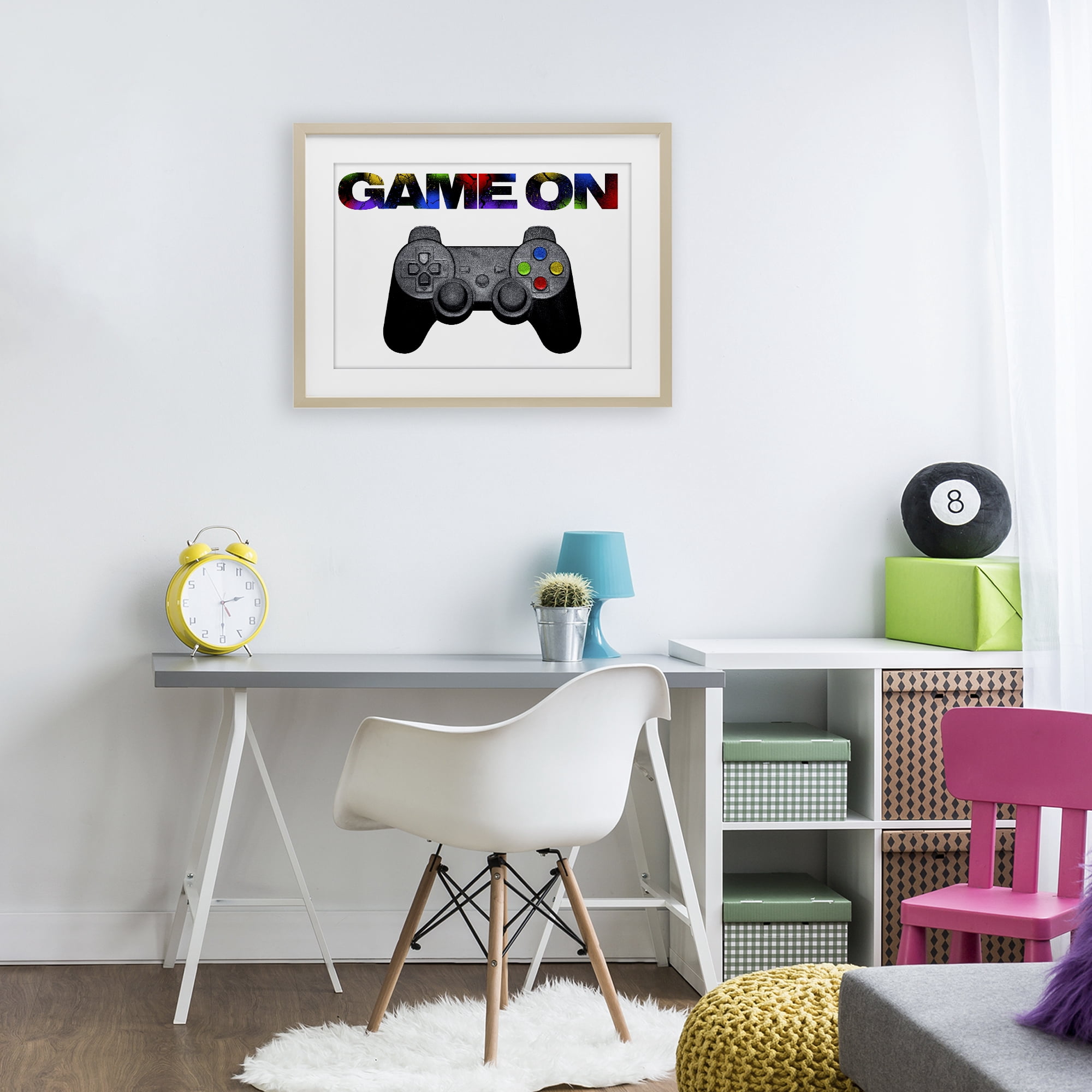 Stupell Industries Controller Game On Splatter Birch Framed Print Under Glass, design by Marcus Prime