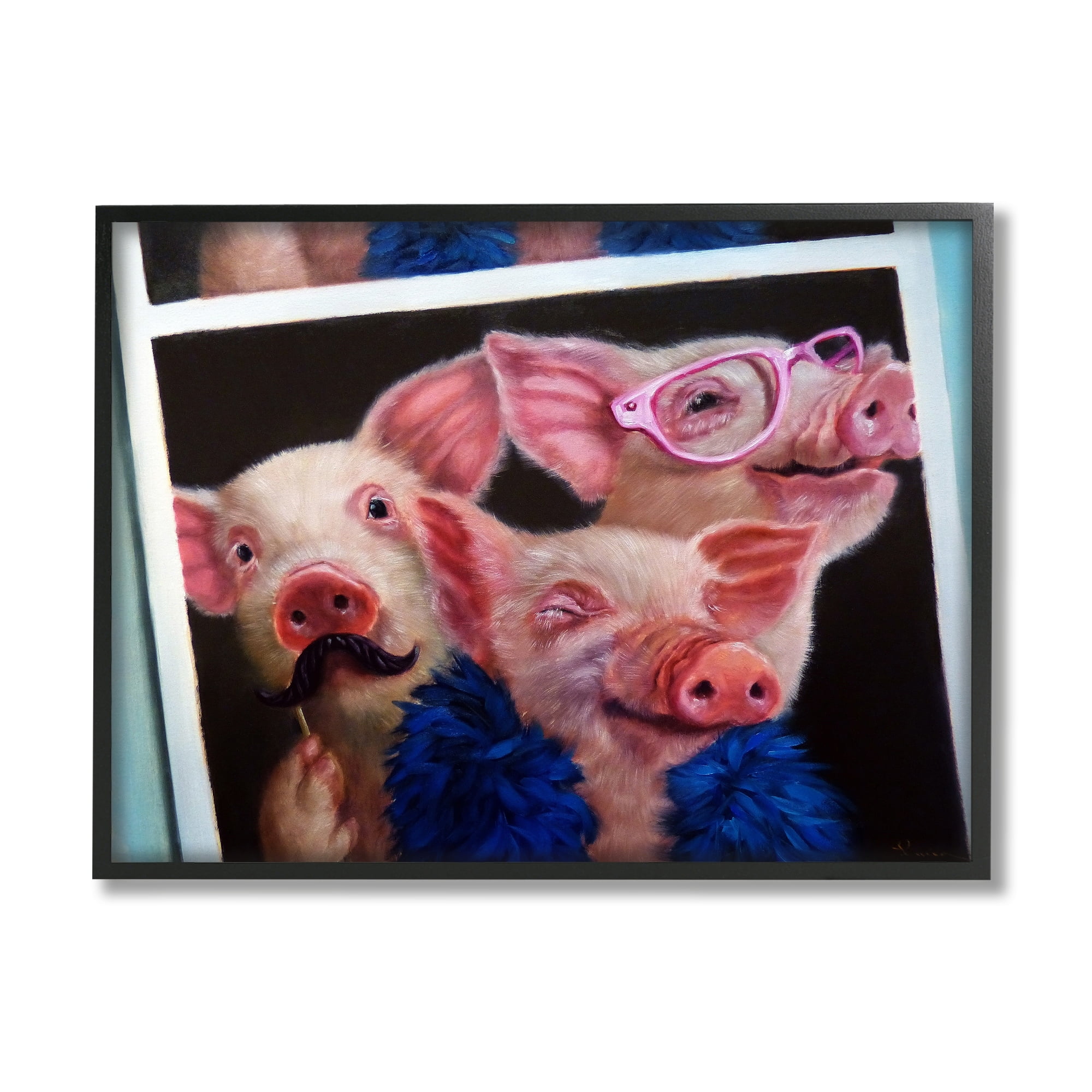 Stupell Industries Three Pigs Triplets Fashion Photo Booth Props Framed Wall Art, 14 x 11, Design by Lucia Heffernan
