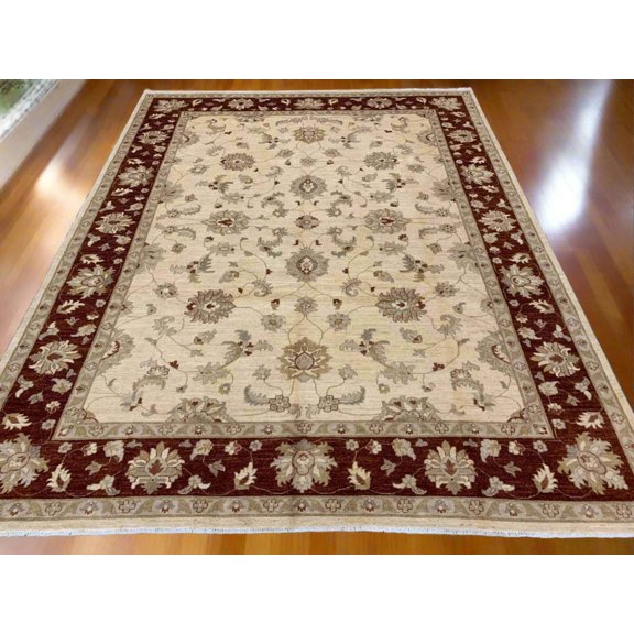 Beige/Rust 9X12 Ziegler Handmade Wool Rug # 7965