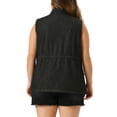 thumbnail image 3 of Agnes Orinda Women's Plus Size Fashion Sleeveless Jacket Drawstring Zip Denim Vest 2X Black, 3 of 5