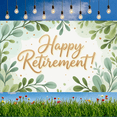 thumbnail image 6 of Decorative Design Happy Retirement Banner Leaf Pattern Floral Motif Polyester Material for Office Party Indoor Celebration Outdoor Event, 6 of 7